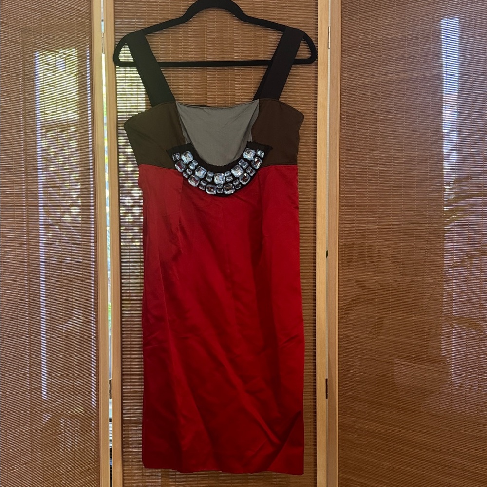 Vera Wang Lavender Label Red and Brown Dress with pocket’s